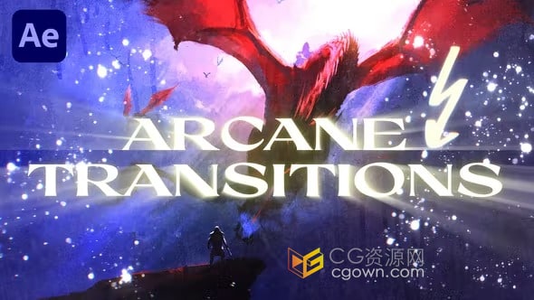 Arcane Transitions AE模板故障效果划痕过渡视频转场动画