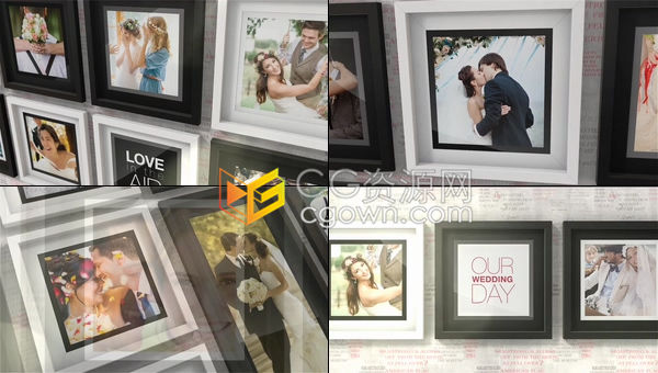 制作非常美丽浪漫的照片墙情人节婚礼活动相册毕业晚会视频相册-AE模板