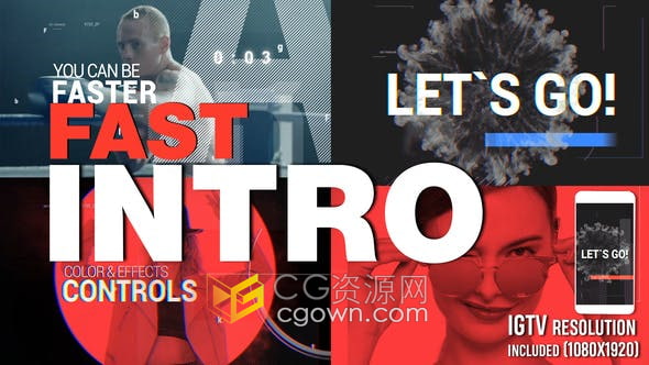 AE模板-小故障抽象动画爆炸文本适合品牌广告商店促销手机垂直视频介绍