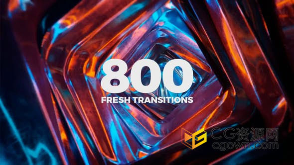800种Transitions视频转场动画效果制作粒子光效失真故障艺术分裂等-AE模板下载