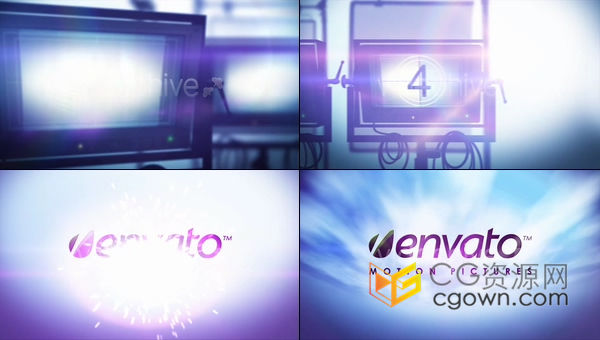 电影工作室场景设备监控显示器动画效果演绎LOGO片头视频-AE模板下载