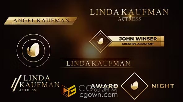 AE模板-颁奖典礼庆典活动婚礼视频金色文本标题动画