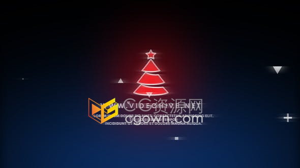 故障效果三角形圣诞树形象圣诞节元素标志LOGO动画-AE模板