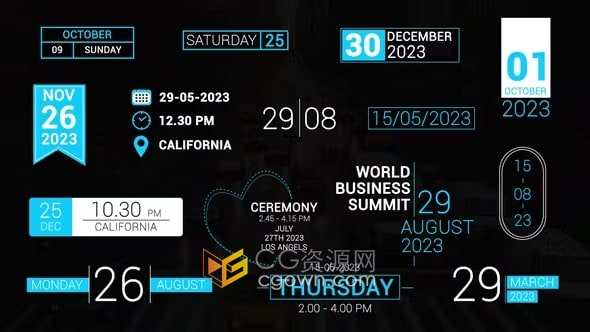 15个时间和日期标题介绍聚会日历企业发展历程-AE模板
