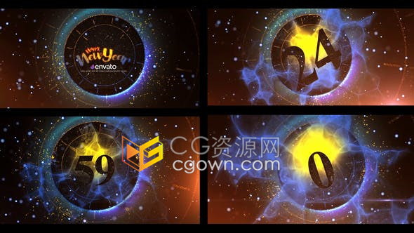 60秒倒计时派对庆祝活动除夕新年一分钟倒数视频-AE模板