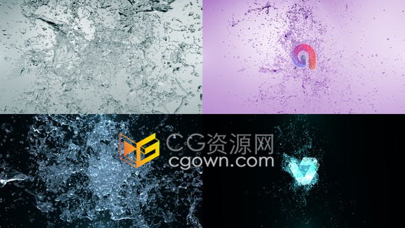 4K水花喷溅动画演绎标志LOGO片头-AE模板