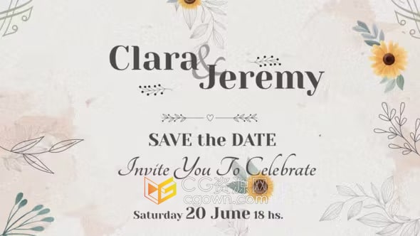 AE模板-优雅浪漫婚礼请柬颁奖仪式宴会活动晚会邀请函