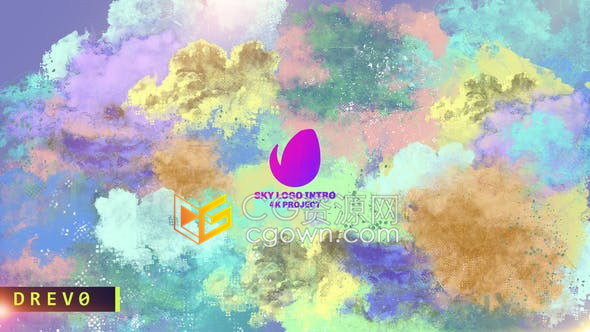 4K抽象涂鸦云彩时尚线条彩墨漫画背景儿童节目卡通教育标志片头-AE模板