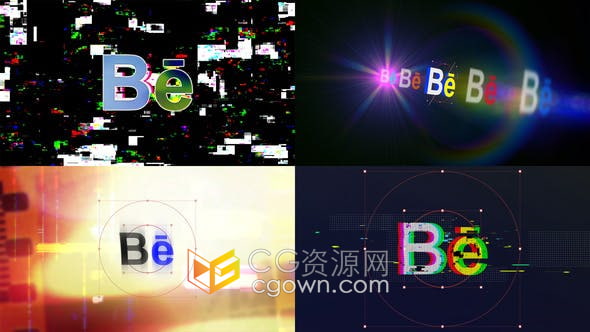 AE模板-抽象多彩故障效果艺术标志LOGO片头