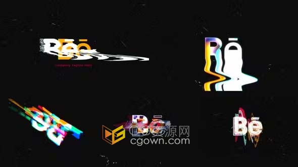 AE模板-RGB分割效果故障技术演绎游戏IT公司LOGO动画
