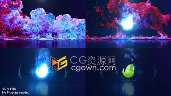 流彩烟雾魔法般快速流动揭示品牌标志LOGO片头-AE模板