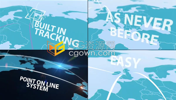 逼真的地球地图3D线条全球辐射端点位置连接互联网商业演示信息图形工具包-AE模板