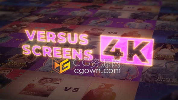 游戏玩家舞台竞争参赛者PK对决屏幕人物对战展示片头预告-AE模板