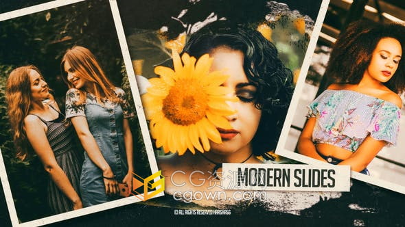 AE模板-复古浪漫波西米亚风涂鸦泼墨过渡效果艺术照婚礼视频相册