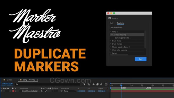 MarkerMaestro v1.0 AE脚本添加编辑删除移动和复制标记面板工具