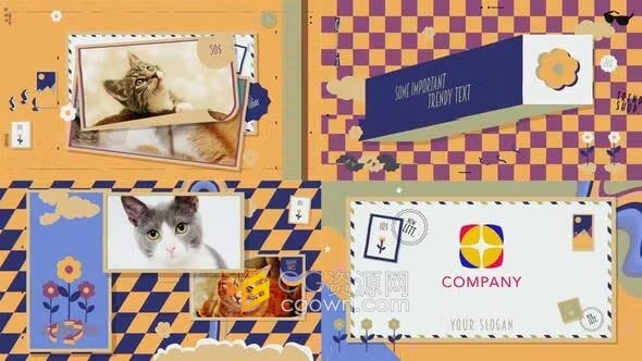 AE模板-矢量复古风格创意卡通演示抖音短视频制作