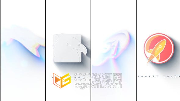 3D柔软挤压线条光斑波纹rgb拆分色差效果标志LOGO动画-AE模板