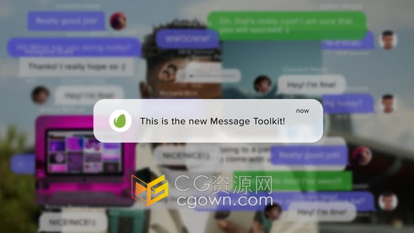AE模板-社交平台聊天对话窗口文本消息工具包语音视频通话气泡文本框动画