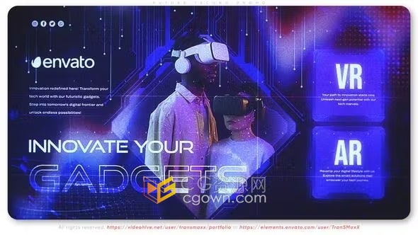 AE模板-未来霓虹灯风格时尚展示VR新技术数字产品科技宣传片