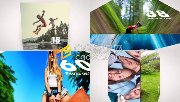 非常实用的三维立体感方块旋转透视视角视频相册展示-AE模板下载