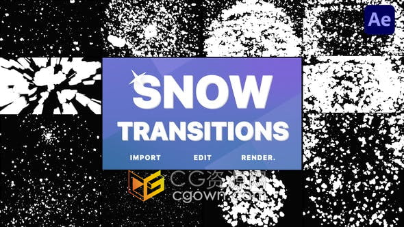 AE模板-实用雪花和降雪过渡冬季暴风雪飞舞的落雪下雪动画元素