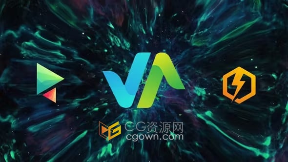 能量星云爆炸炫丽粒子线条动画标志-AE模板