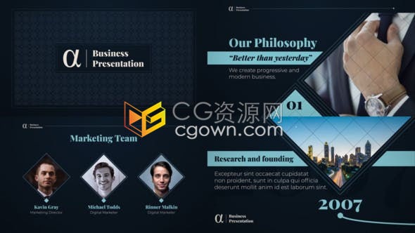 商业宣传片企业完整介绍团队业务产品客户公司成长图表奖项商务演示包装-AE模板