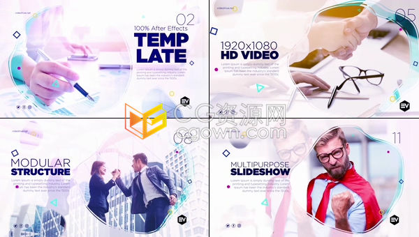 现代彩色流行元素浮动水泡状包装多用途公司宣传商务企业合作演示幻灯片-AE模板