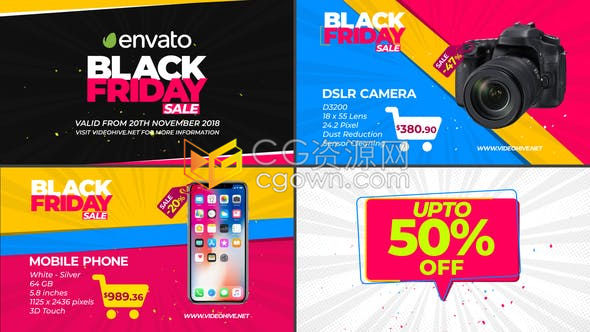 色彩鲜艳在线产品促销包装网上商店宣传广告视频动画-AE模板