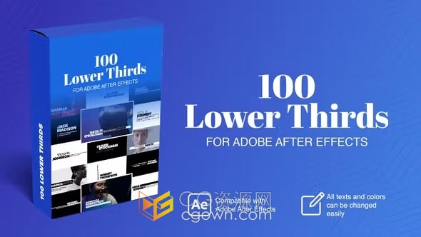 100个标题栏下沿字幕文字动画AE视频字幕模板