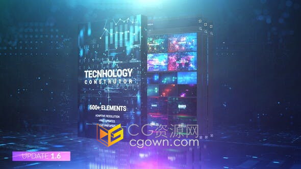 Technology Constructor 600+元素高动画科技HUD互联网数据信息UI界面场景-AE脚本