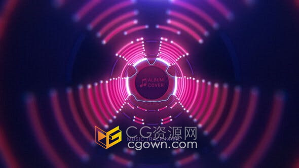 音乐可视化AE模板3d霓虹灯隧道相机抖动效果音乐推广歌曲介绍视频展示