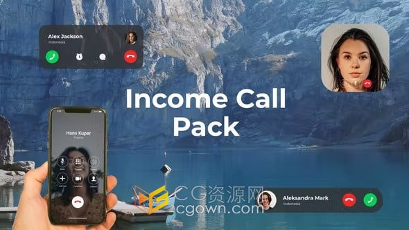 AE模板-触摸屏手机拨打电话页面通话屏幕界面接听通话UI标题元素包