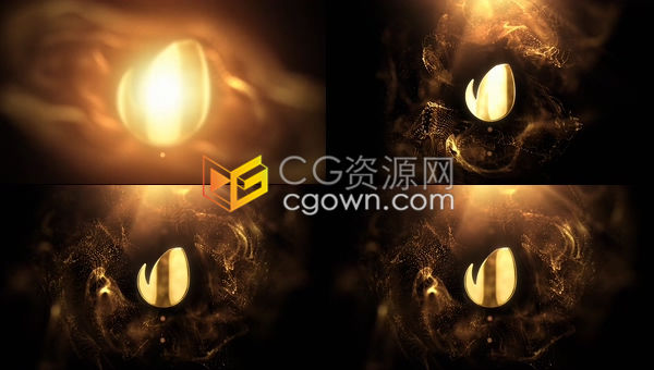 4K金色奢华标志时尚旋转流体粒子环境动画演绎经典LOGO片头-AE模板下载