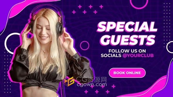AE模板-电子音乐活动宣传片DJ舞会夜店派对介绍开场