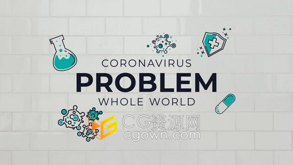 Virus Pack 18种医学图标9个标题流行病健康卫生介绍-AE模板