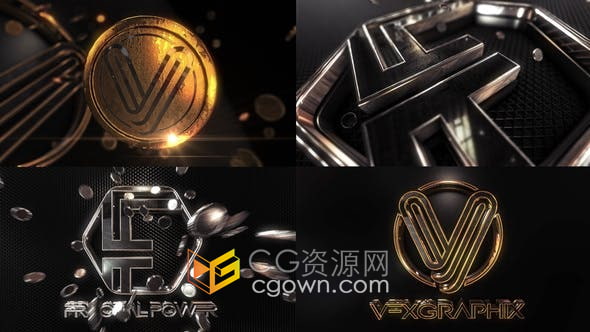 AE模板-闪亮神秘3D金属硬币动画LOGO标志片头