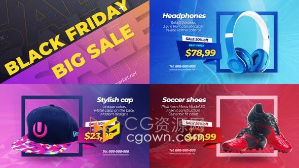 Black Friday Sale Promo互联网电子产品价格商品折扣商店宣传广告片-AE模板