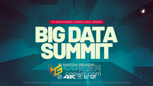 AE模板-大数据峰会宣传片商业培训会展讲座介绍手机移动端垂直版直播预告