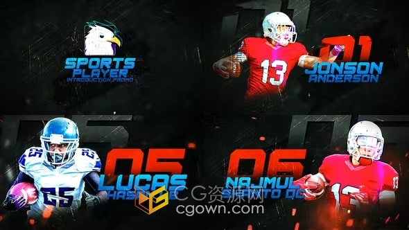 运动队球员简介团队介绍体育训练预告片AE视频模板