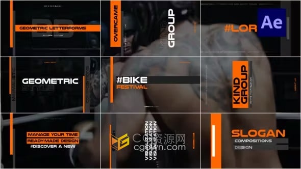 AE模板-适合健身体育运动视频文本标题动画