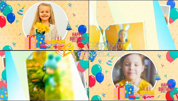 可爱童趣儿童生日视频相册特殊节日庆典视频贺卡惊喜祝福录像-AE模板