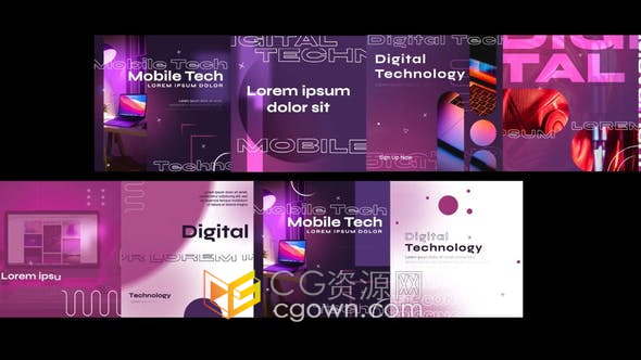 AE模板-故障效果创意图形社交媒体数字信息技术主题宣传视频