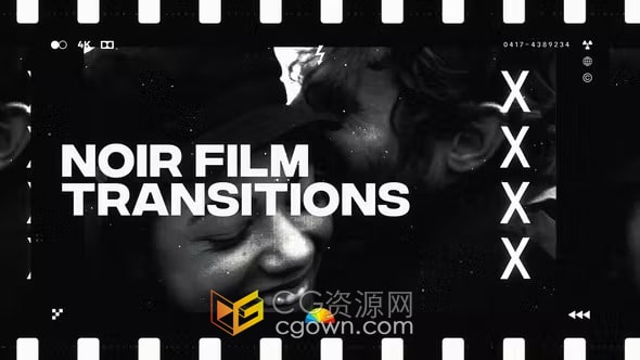 黑色胶片胶卷过渡怀旧电影卷轴转场-AE模板下载