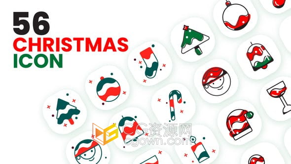 AE模板-56个高品质圣诞元素图标包括AI文件