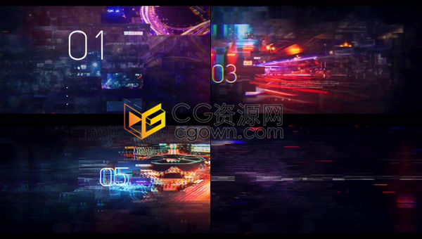 数字失真毛刺动画故障特效科技电影宣传片头-AE模板下载