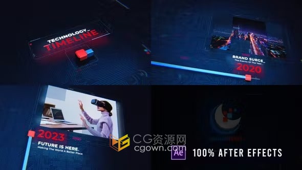 AE模板-3D点线时间线概念技术时间轴演示科技宣传片