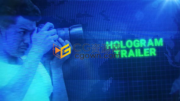 高科技科幻动作电影人物镜头定格演变全息信息图示动画宣传预告片头-AE模板