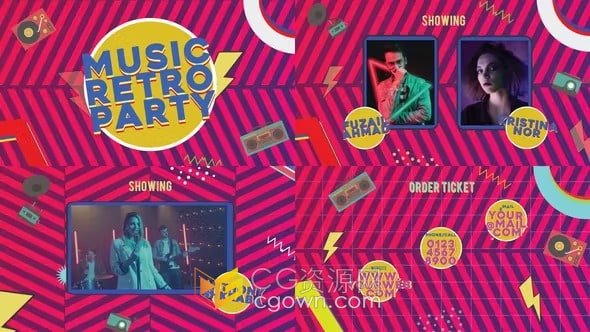 AE模板-复古音乐派对预告片歌手介绍乐队歌友会邀请视频