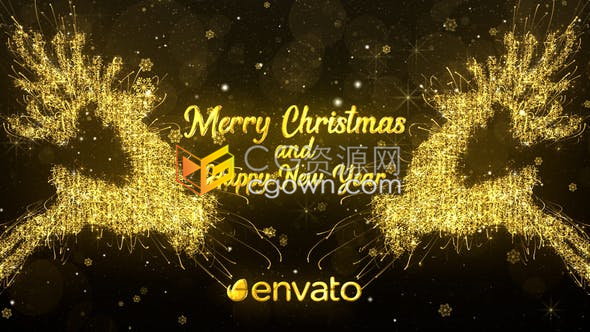 灯光效果圣诞水晶霜冻装饰精美标题节日邀请电子贺卡祝福视频-AE模板